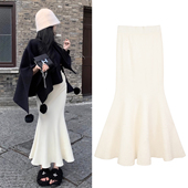 孕期黑色中长款 无托腹孕妇针织半身裙女秋冬季 新款 包臀鱼尾裙子冬