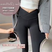 春装 交叉孕妇鲨鱼打底裤 托腹黑色瑜伽裤 外穿2026新款 子九分春夏季