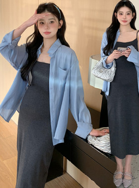 AUMS孕妇吊带连衣裙防晒衬衣套装