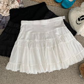 孕妇半身裙子春夏季 2025新款 蕾丝边可调节显瘦A字蝴蝶结蛋糕短裙