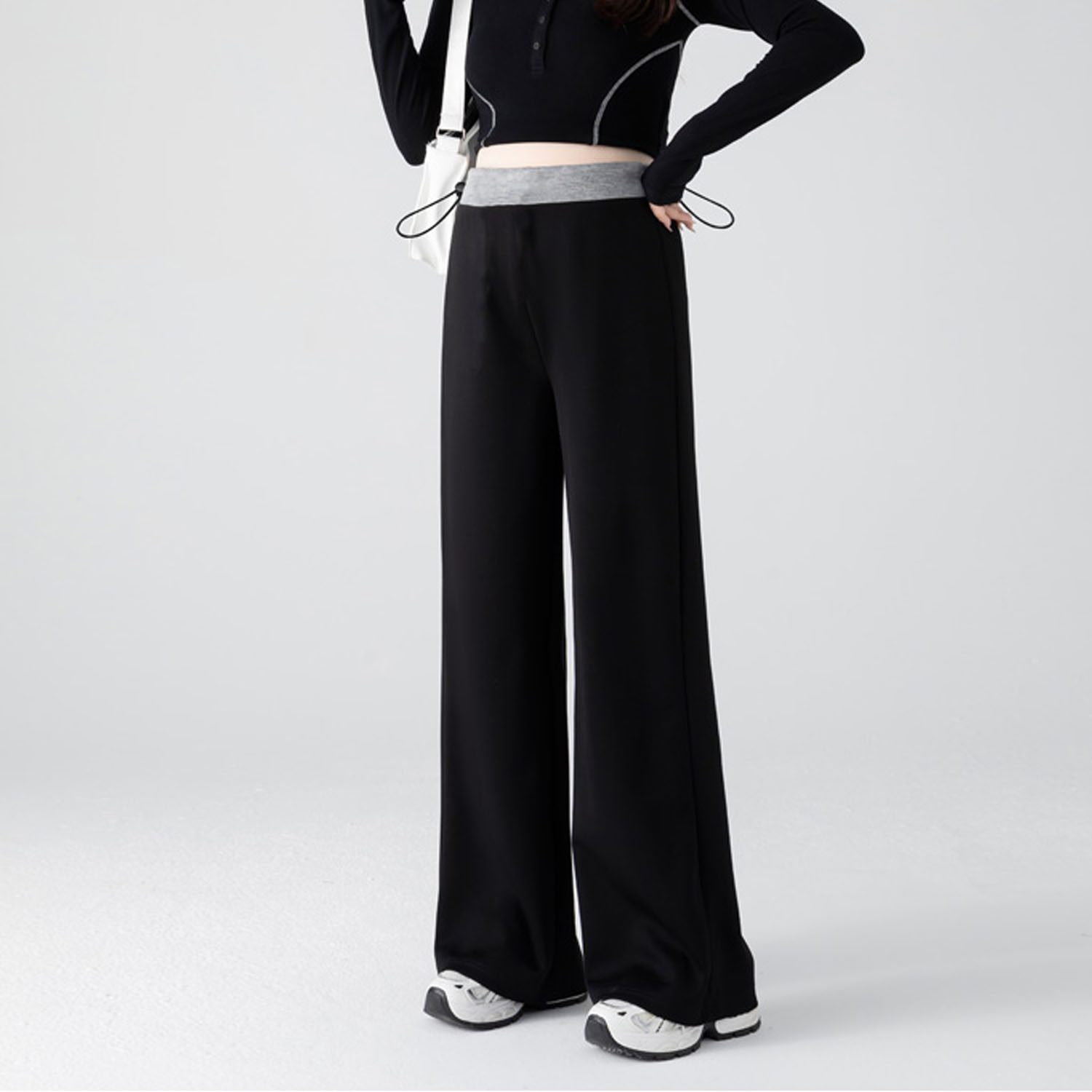 孕妇阔腿裤子秋季2025新款不勒肚子撞色拼接显瘦垂感休闲拖地裤子,孕妇装/孕产妇用品/营养,孕妇休闲裤,淘宝优惠券,粉丝福利购,淘宝优惠卷