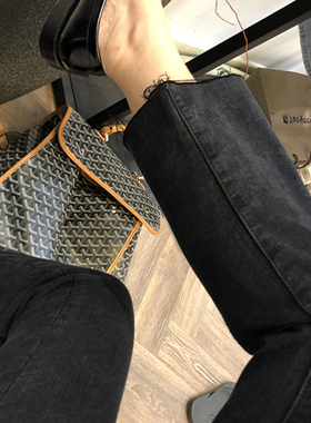 孕妇直筒牛仔裤子九分秋冬季加绒2025新款外穿黑色孕期托腹打底裤