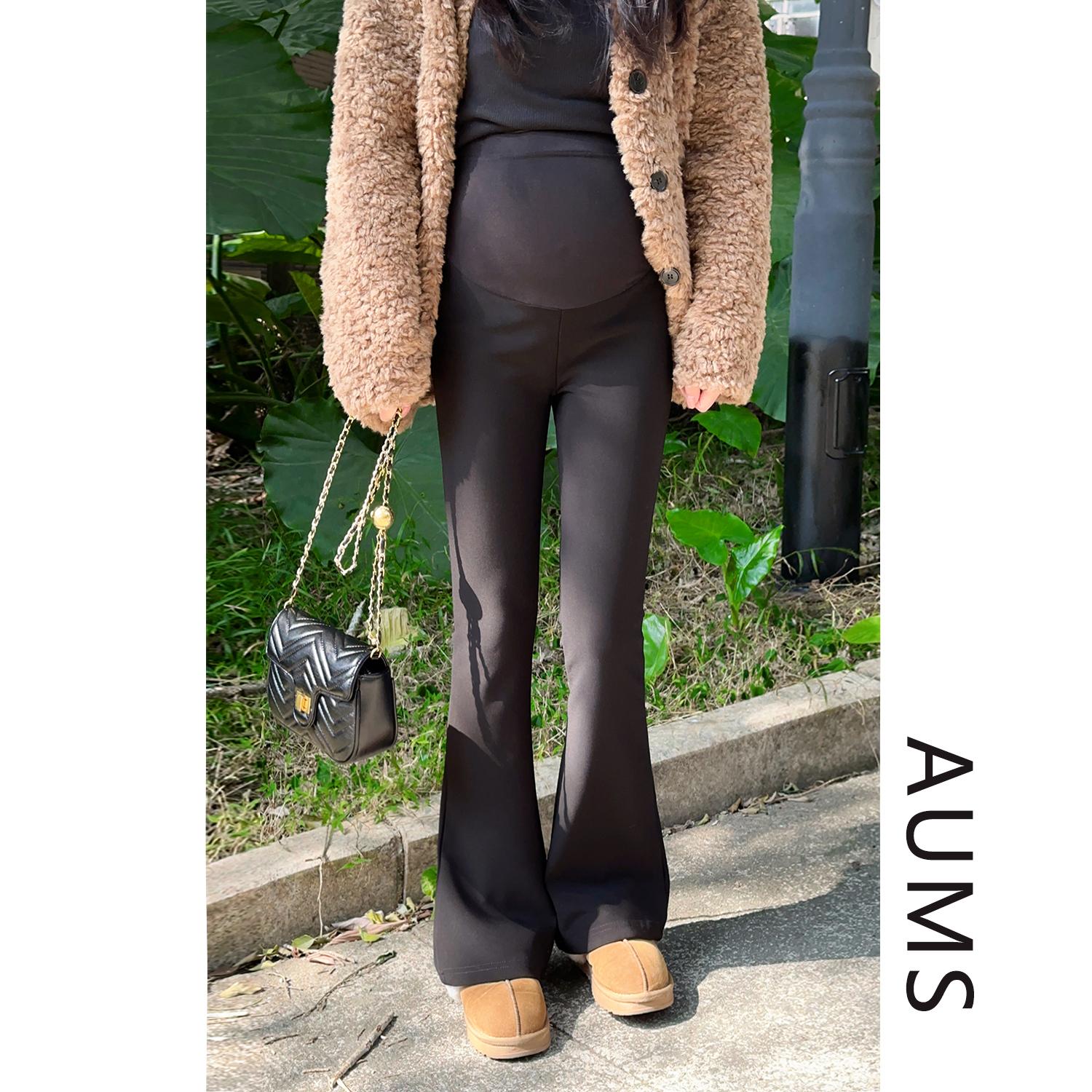 AUMS孕妇微喇西装裤托腹高弹力