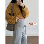 抽绳腰孕妇针织阔腿裤子秋冬季加绒加厚2025新款外穿垂感直筒长裤