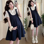 背带连衣裙春夏季 孕妇娃娃裙套装 打底衬衫 纯色短袖 两件套 2026新款