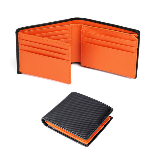 工厂现货男士碳纤维真皮钱包