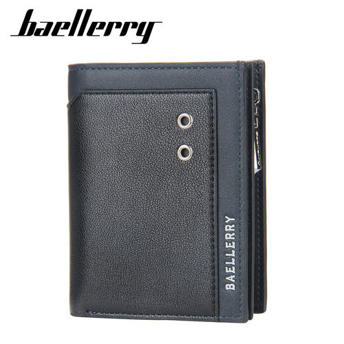 baellerry钱包男士短款新款跨境商务搭扣拉链卡包竖款零钱包