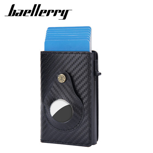 Baellerry新款碳纤维卡包男跨境RFID侧推铝盒弹卡卡包AirTag