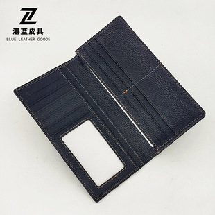 现货男士真皮长款钱包多卡位跨境卡包头层牛皮亚马逊代发