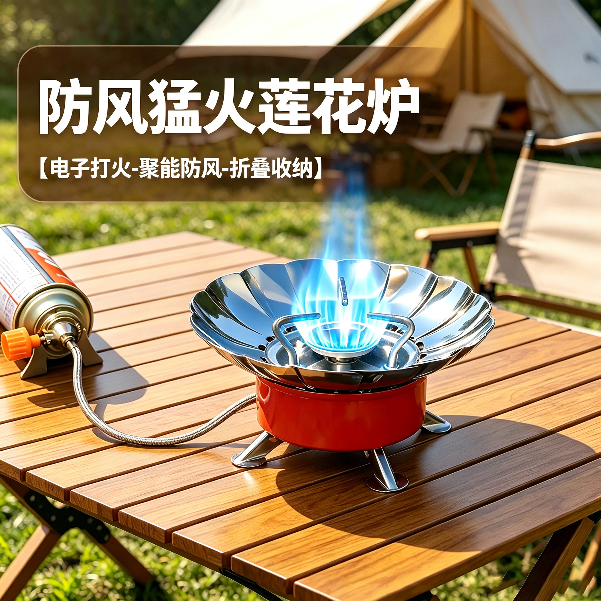 便携式莲花炉露营分体式野营丁烷燃气炉头户外野餐炉具防风卡式炉