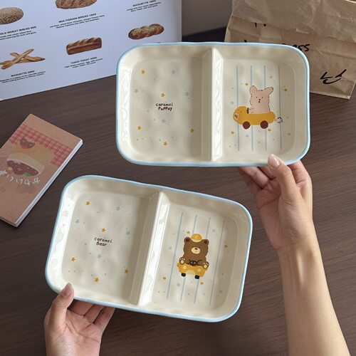 卡通早餐可爱211分格盘一人食餐具三格儿童餐盘减脂小狗分餐盘子