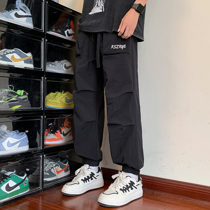 户外机能伞兵裤宽松直筒休闲裤束脚工装长裤男女潮-K861-P55黑色图片