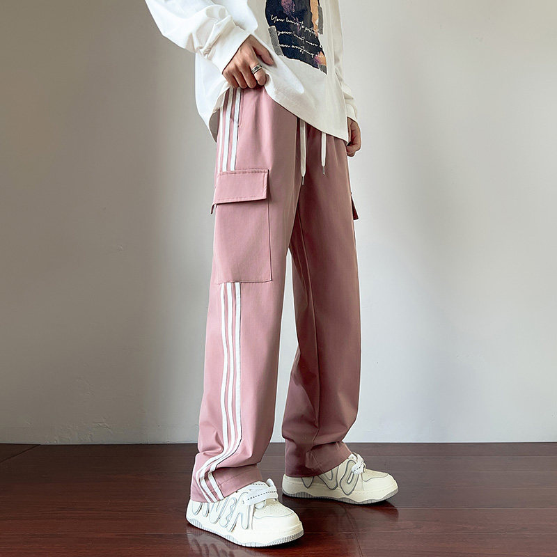 wassuphappy三条杠裤子男春秋款潮流青少年夏季薄款垂感休闲长裤,男装休闲裤,星座307-3(原516-1)