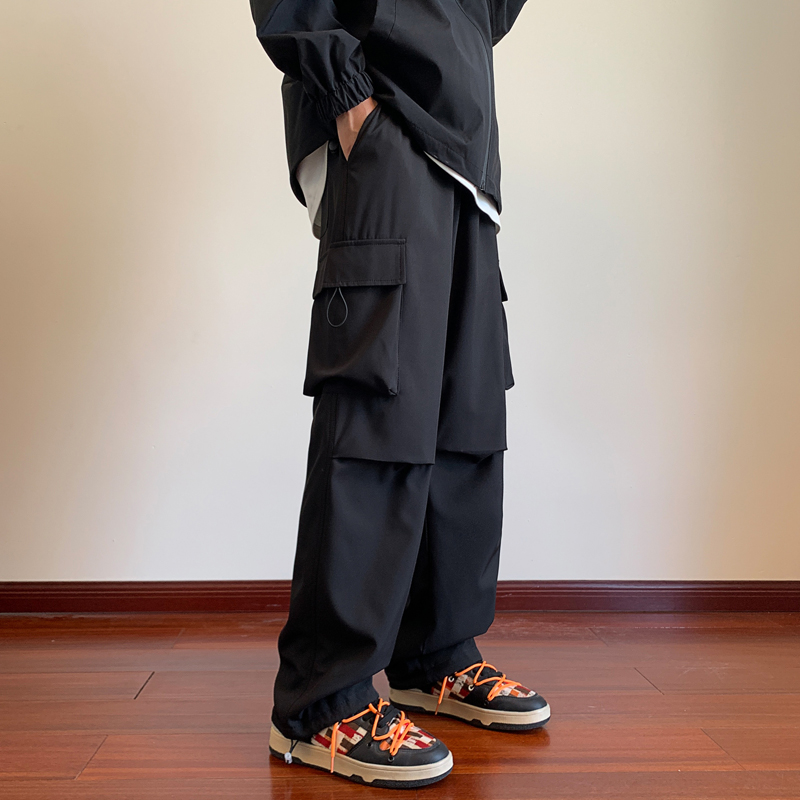防水直筒工装裤男春季户外冲锋裤宽松大码美式休闲裤-K686-P40黑，男装休闲裤，星座307-3(原516-1)