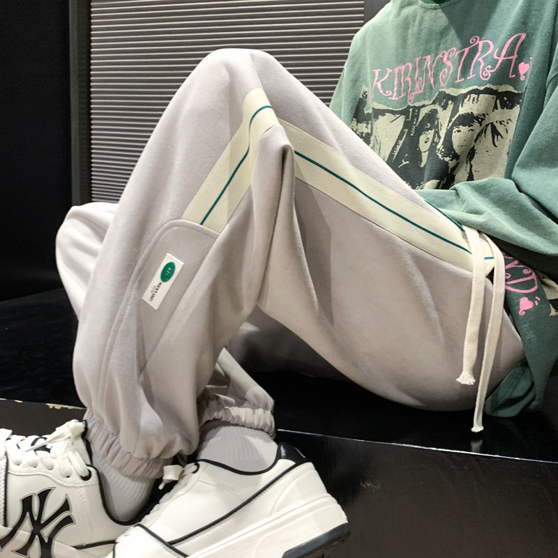 美式工装裤束脚裤男春夏哈伦裤子男宽松大码休闲裤-K660-P48浅灰图片