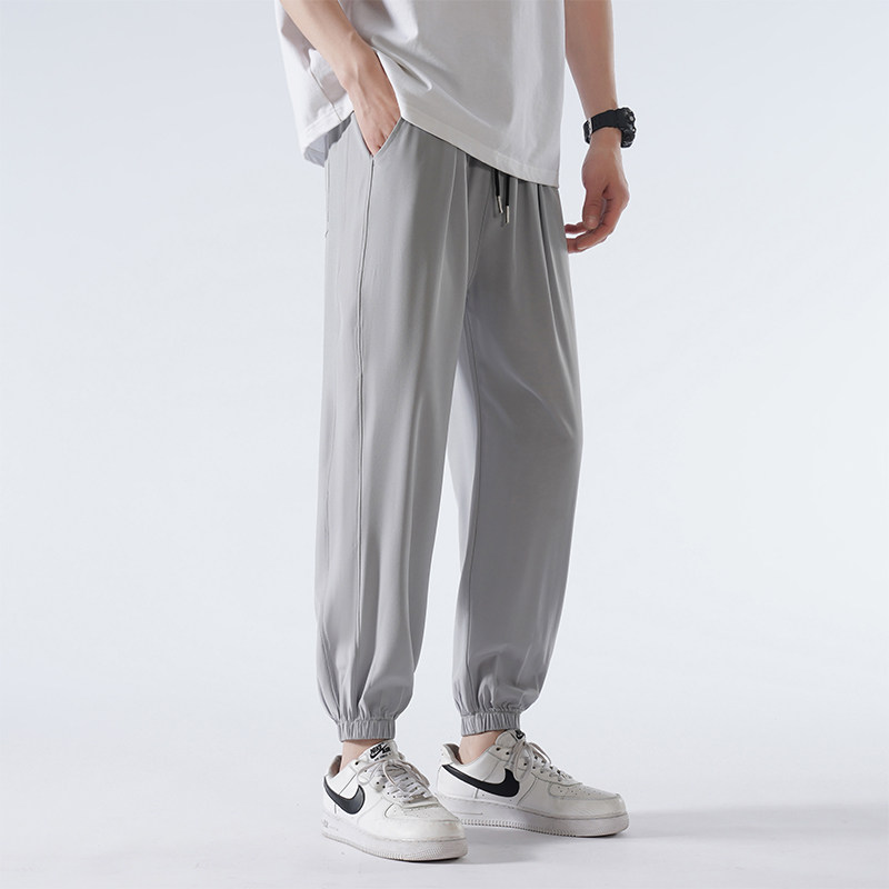 夏季裤子2023宽松束脚运动男士九分冰丝速干休闲裤-K823-P35深灰,男装休闲裤,星座307-3(原516-1)