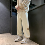 卫裤男秋冬运动裤加绒加厚宽松休闲裤男款束脚裤秋季-K629-P45白，男装休闲裤，星座307-3(原516-1)