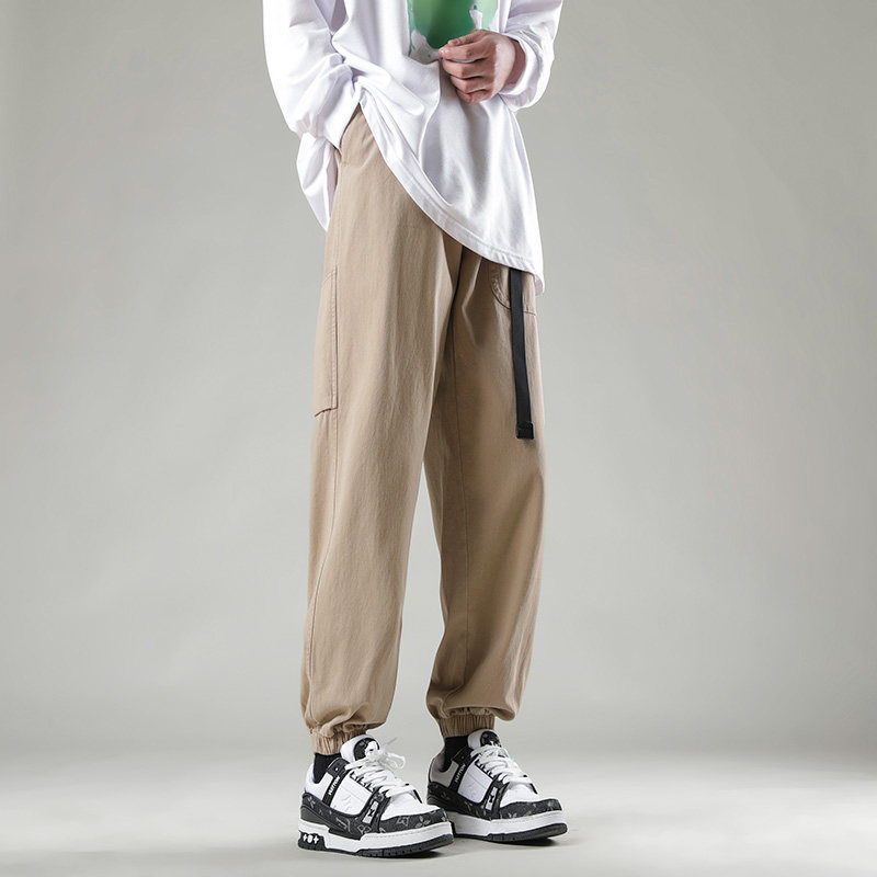 春夏季高街水洗休闲长裤日系cityboy宽松直筒阔腿裤-5057-P65卡其,男装休闲裤,星座307-3(原516-1)