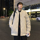 棉衣男设计感小众棉袄菱格棒球棉服oversize男女同款-M28-P85军绿，男装棉衣，星座307-3(原516-1)