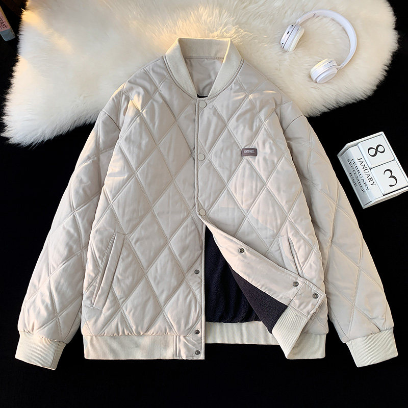 日系菱格冬季外套男士棉衣潮牌宽松情侣装工装棉服潮-M28-P95平铺,男装棉衣,星座307-3(原516-1)
