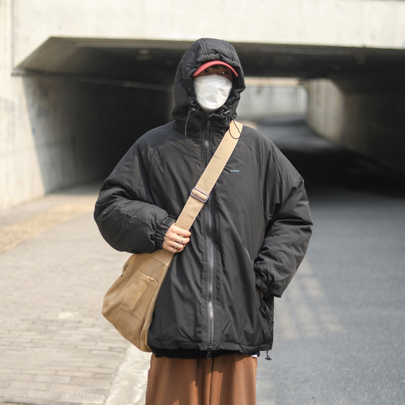 港风男装2024冬季新款百搭棉衣潮牌保暖连帽棉服外套潮-M02-P90黑,男装棉衣,星座307-3(原516-1)