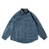 长袖衬衫男春季港风ins潮牌衬衣服宽松休闲工装外套-CS616-P58-蓝，男装衬衫，星座307-3(原516-1)