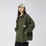 重磅水洗纯棉衬衫男美式休闲复古工装青年宽松外套男-CS620-P70黑，男装衬衫，星座307-3(原516-1)