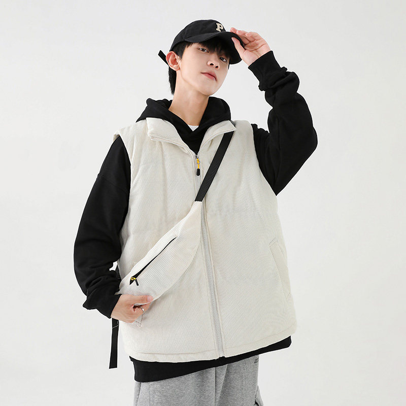灯芯绒棉马甲男冬季日系复古加厚立领棉服情侣外套-8516-P68灰色,男装背心/马甲,星座307-3(原516-1)