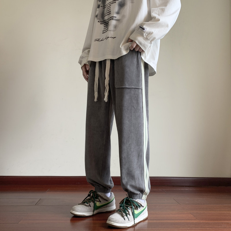 束脚运动卫裤男秋季美式oversize裤子设计感休闲裤-K666-P48卡其,男装休闲裤,星座307-3(原516-1)
