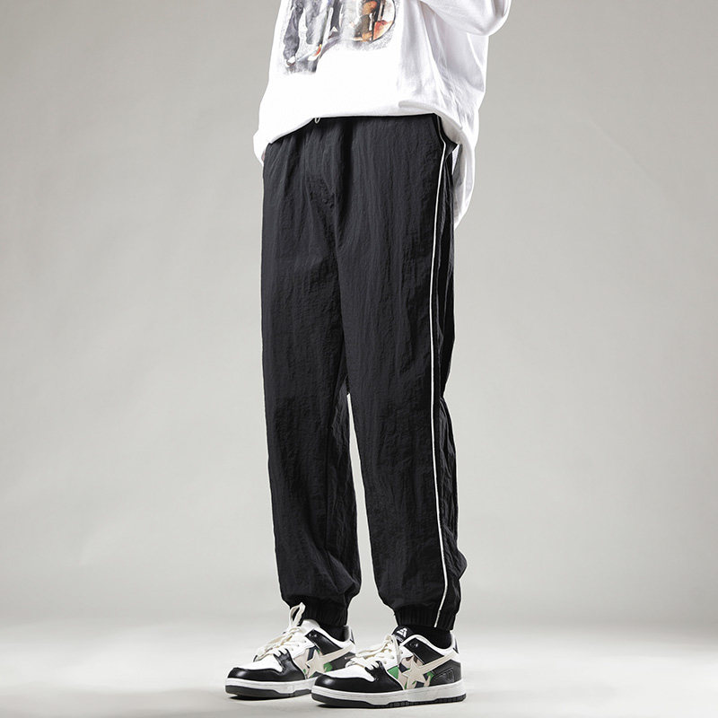 黑色休闲裤男2024春夏季日系复古宽松运动束脚裤潮-8801-P45灰色,男装休闲裤,星座307-3(原516-1)