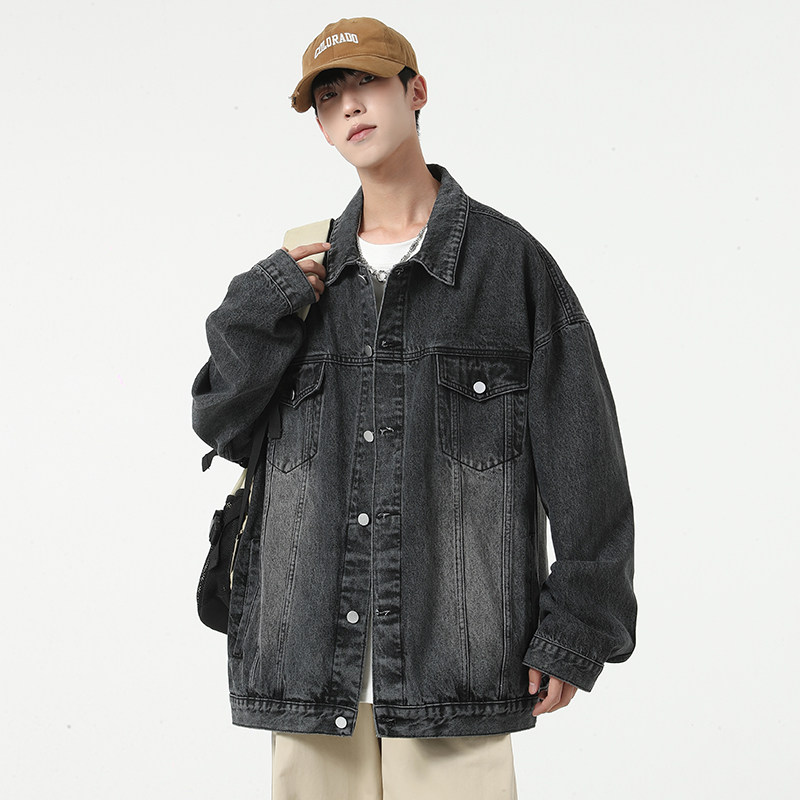 黑色牛仔外套男2024春装韩版宽松ins夹克男工装外套潮-J15-P68蓝,男装夹克,星座307-3(原516-1)