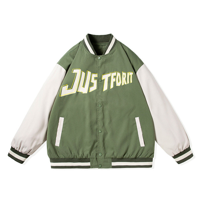 2024春秋季棒球服男ins潮流宽松韩版港风嘻哈外套-JK817-P60军绿,男装夹克,星座307-3(原516-1)