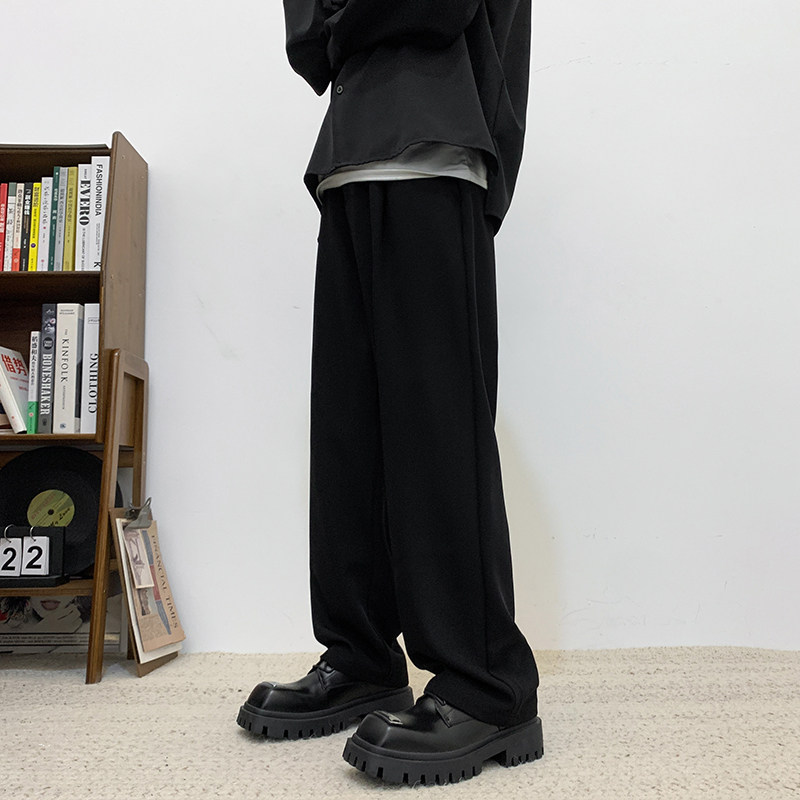 裤子男春夏季2024新款直筒垂感阔腿美式运动休闲西裤-X312-P40棕,男装休闲裤,星座307-3(原516-1)