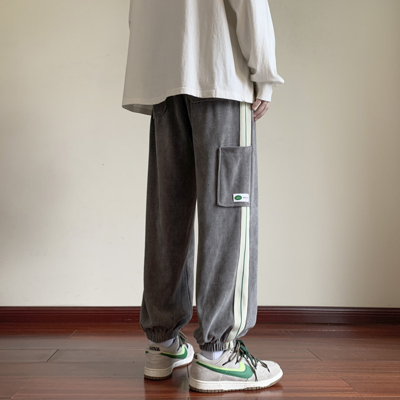束脚运动卫裤男秋季美式oversize裤子设计感休闲裤-K666-P48深灰图片