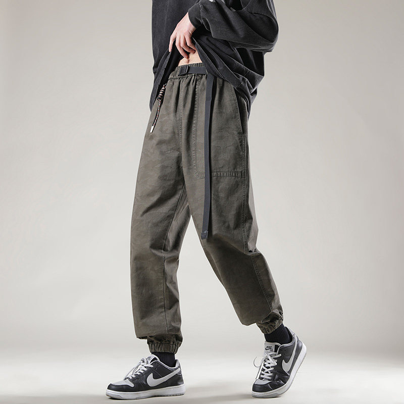 春夏季高街水洗休闲长裤日系cityboy宽松直筒阔腿裤-5057-P65卡其,男装休闲裤,星座307-3(原516-1)