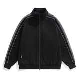 麂皮绒外套男秋季宽松痞帅男生棒球服美式潮牌夹克-JK8802-P65黑，男装夹克，星座307-3(原516-1)