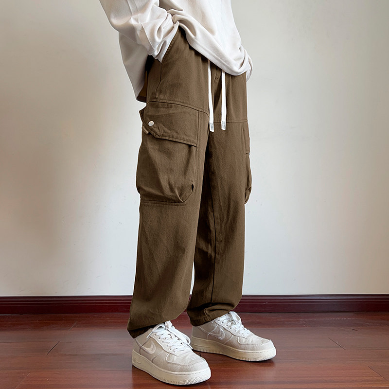 美式大码工装裤子男复古休闲长裤春秋宽松直筒裤潮-8875-P50棕色,男装休闲裤,星座307-3(原516-1)