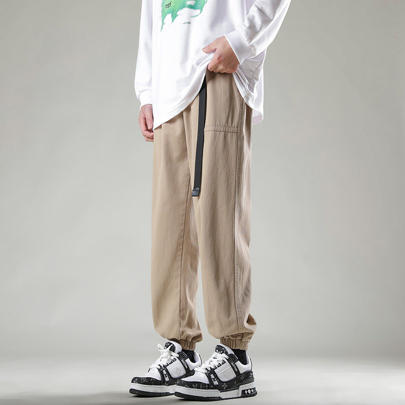 春夏季高街水洗休闲长裤日系cityboy宽松直筒阔腿裤-5057-P65军绿,男装休闲裤,星座307-3(原516-1)
