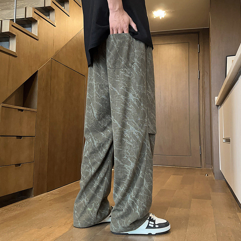 灯芯绒裤男2024春夏宽松直筒运动卫裤男生休闲长裤潮-5070-P38绿,男装休闲裤,星座307-3(原516-1)