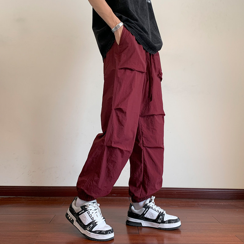 户外机能伞兵裤宽松直筒休闲裤束脚工装长裤男女潮-K861-P55紫色,男装休闲裤,星座307-3(原516-1)