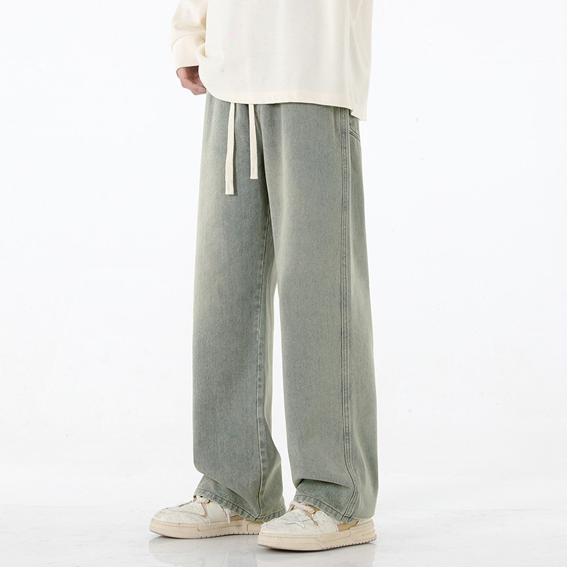 水洗牛仔裤男款秋季高街vibe潮牌美式街头直筒裤子-BK121-P45深咖,男装牛仔裤,星座307-3(原516-1)