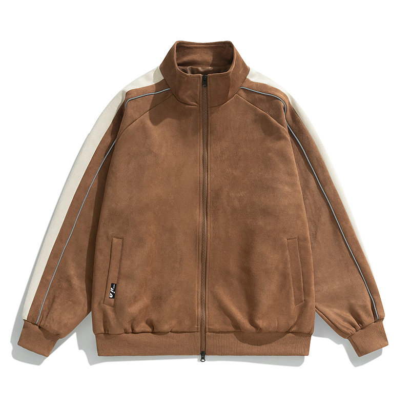 麂皮绒外套男秋季宽松痞帅男生棒球服美式夹克潮-JK8802-P65焦糖,男装夹克,星座307-3(原516-1)