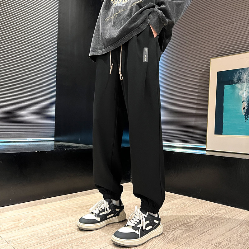 裤子男款春夏季美式复古卫裤oversize哈伦束脚裤潮-K665-P45黑色,男装休闲裤,星座307-3(原516-1)