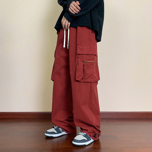 秋季美式直筒工装裤男女ins潮流高街复古纯棉休闲裤-5060-P70军绿图片