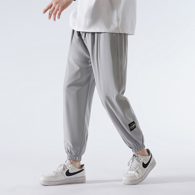 夏季裤子2023宽松束脚运动男士九分冰丝速干休闲裤-K823-P35浅灰,男装休闲裤,星座307-3(原516-1)