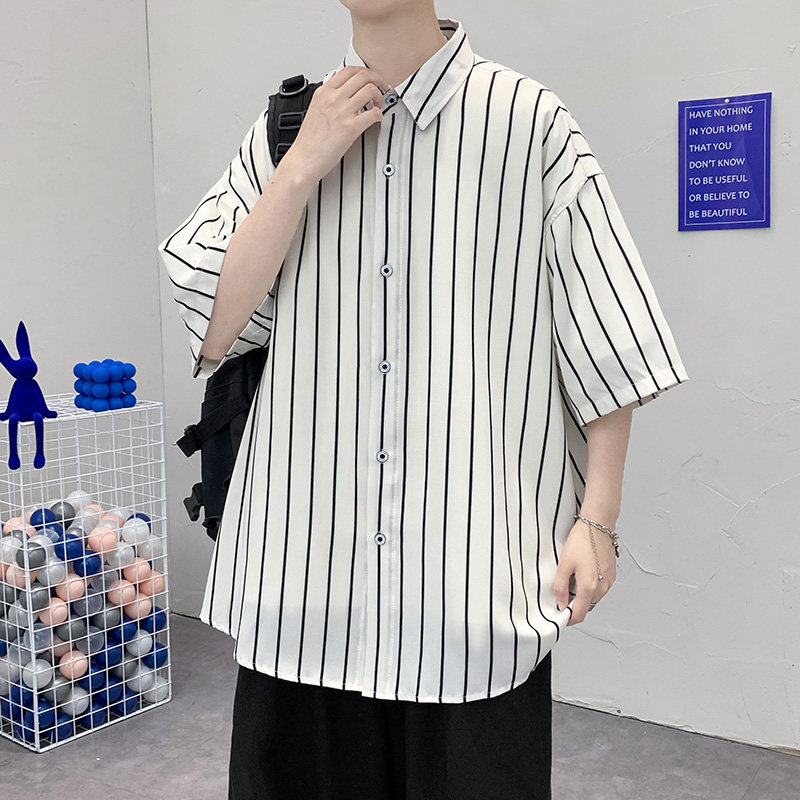 潮牌印花短袖衬衫男t恤夏季新款半袖衬衣薄款上衣-CS613-P38黄色,男装衬衫,星座307-3(原516-1)