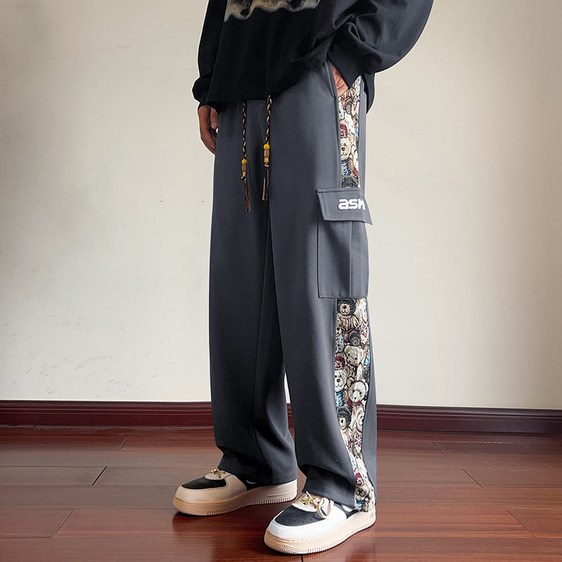 美式工装裤大码裤子男潮牌vibe运动直筒百搭休闲裤-K865-P58杏色,男装休闲裤,星座307-3(原516-1)