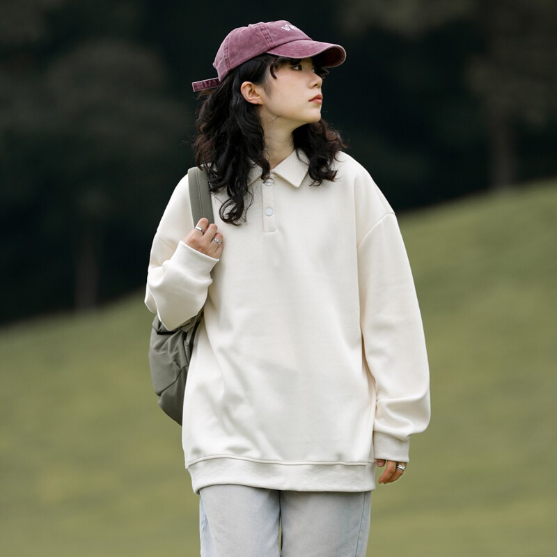 卫衣男女翻领POLO衫长袖23秋季上衣日系宽松情侣装-2388-深灰P55,男装卫衣,星座307-3(原516-1)