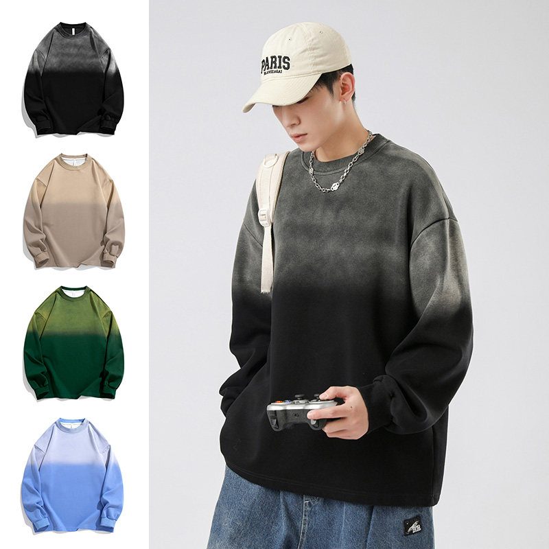 美式复古卫衣男2023春渐变水洗oversize宽松情侣上衣-WY6602-P60图片