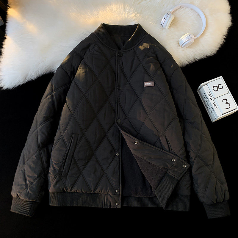 日系菱格冬季外套男士棉衣潮牌宽松情侣装工装棉服潮-M28-P95平铺,男装棉衣,星座307-3(原516-1)